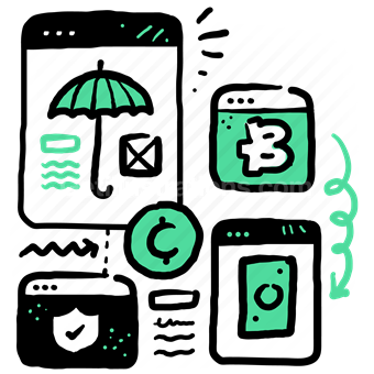 umbrella, insurance, bitcoin, cent, money, wireframe, browser